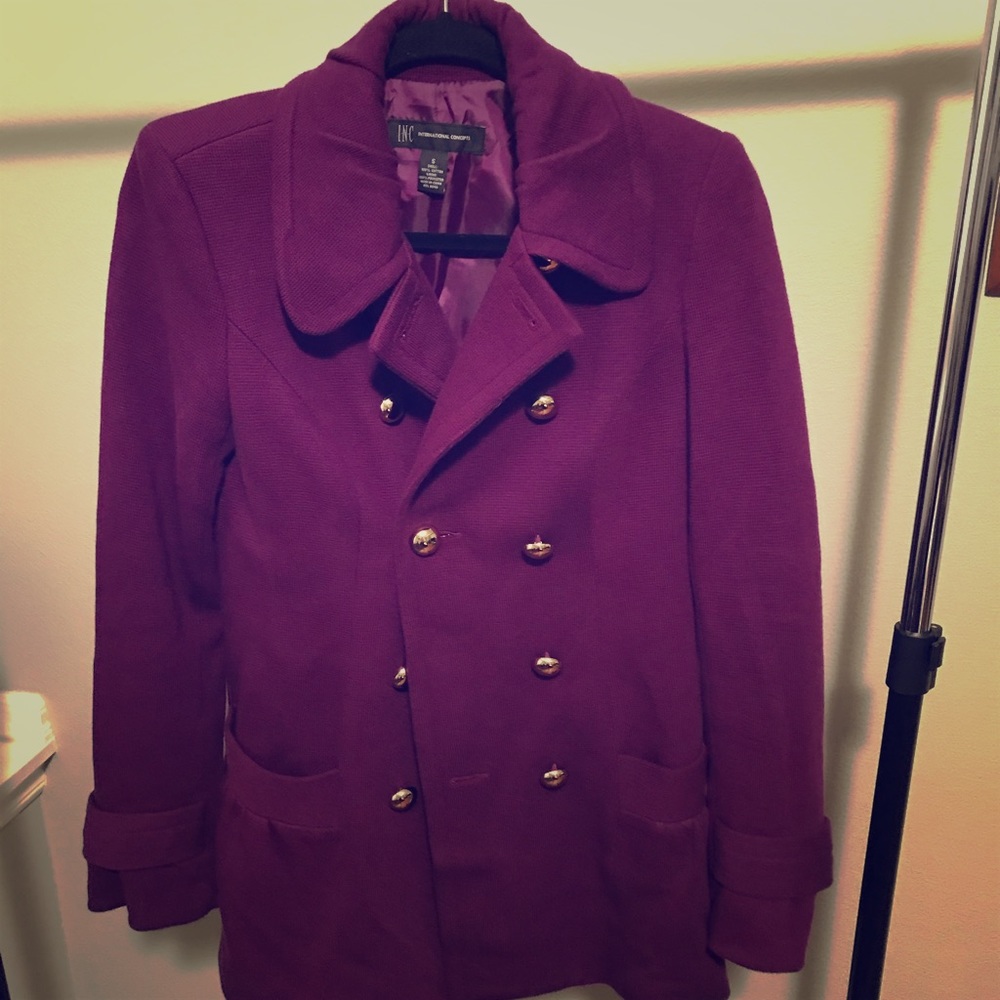 INC International Concepts Plum Pea Coat